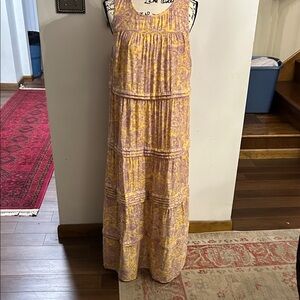 J. Jill Yellow and Purple Floral Maxi Dress NWT Medium